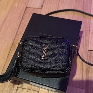 Monogram YSL Grain de Poudre Key Pouch on chain